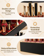 Homde 360° Rotating Nail Polish Organizer, 4-Tier Bamboo Display Rack-Homde