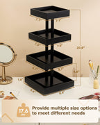 Homde 360° Rotating Nail Polish Organizer, 4-Tier Bamboo Display Rack-Homde