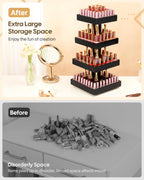 Homde 360° Rotating Nail Polish Organizer, 4-Tier Bamboo Display Rack-Homde