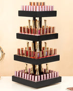 Homde 360° Rotating Nail Polish Organizer, 4-Tier Bamboo Display Rack-Homde