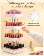 Homde 360° Rotating Nail Polish Organizer, 4-Tier Bamboo Display Rack-Homde