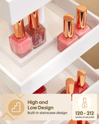 Homde 360° Rotating Nail Polish Organizer, 4-Tier Bamboo Display Rack-Homde