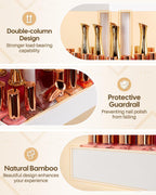 Homde 360° Rotating Nail Polish Organizer, 4-Tier Bamboo Display Rack-Homde