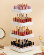 Homde 360° Rotating Nail Polish Organizer, 4-Tier Bamboo Display Rack-Homde