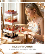 Homde 360° Rotating Nail Polish Organizer, 4-Tier Bamboo Display Rack-Homde