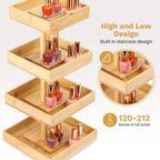 Homde 360° Rotating Nail Polish Organizer, 4-Tier Bamboo Display Rack-Homde