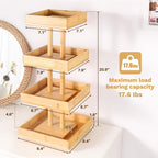 Homde 360° Rotating Nail Polish Organizer, 4-Tier Bamboo Display Rack-Homde