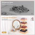 Homde 360° Rotating Nail Polish Organizer, 4-Tier Bamboo Display Rack-Homde