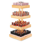 Homde 360° Rotating Nail Polish Organizer, 4-Tier Bamboo Display Rack-Homde