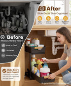Homde 2-Pack Sliding Under Sink Organizer with Adjustable 2-Tier Pull-Out Baskets-Homde