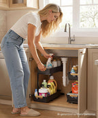 Homde 2-Pack Sliding Under Sink Organizer with Adjustable 2-Tier Pull-Out Baskets-Homde