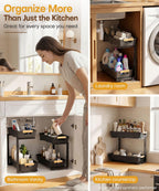 Homde 2-Pack Sliding Under Sink Organizer with Adjustable 2-Tier Pull-Out Baskets-Homde