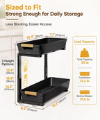Homde 2-Pack Sliding Under Sink Organizer with Adjustable 2-Tier Pull-Out Baskets-Homde