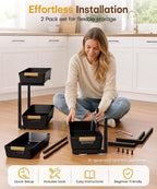 Homde 2-Pack Sliding Under Sink Organizer with Adjustable 2-Tier Pull-Out Baskets-Homde