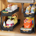 Homde 2-Pack Sliding Under Sink Organizer with Adjustable 2-Tier Pull-Out Baskets-Homde