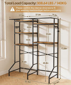 Homde Over Washer and Dryer Storage Shelf with Hanging Rod and 5 Tiers-Homde