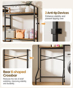Homde Over Washer and Dryer Storage Shelf with Hanging Rod and 5 Tiers-Homde