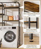 Homde Over Washer and Dryer Storage Shelf with Hanging Rod and 5 Tiers-Homde
