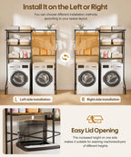 Homde Over Washer and Dryer Storage Shelf with Hanging Rod and 5 Tiers-Homde