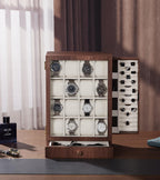 Homde Wooden Watch Box with Glass Window and 2 Drawers-Homde