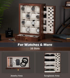 Homde Wooden Watch Box with Glass Window and 2 Drawers-Homde