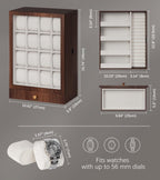 Homde Wooden Watch Box with Glass Window and 2 Drawers-Homde