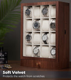 Homde Wooden Watch Box with Glass Window and 2 Drawers-Homde