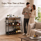 Homde Floor Standing Wine Rack with Glass Holder, Shelf and Fabric Drawer-HS037-UT124-2-Homde