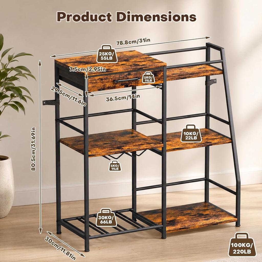 Homde Floor Standing Wine Rack with Glass Holder, Shelf and Fabric Drawer-HS037-UT124-3-Homde