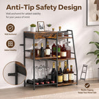 Homde Floor Standing Wine Rack with Glass Holder, Shelf and Fabric Drawer-HS037-UT124-5-Homde