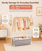 Homde Kids Bamboo Clothes Rack with Storage Bag and Side Hooks-Homde