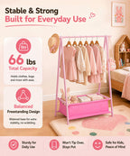 Homde Kids Bamboo Clothes Rack with Storage Bag and Side Hooks-Homde