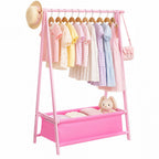 Homde Kids Bamboo Clothes Rack with Storage Bag and Side Hooks-Homde