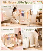 Homde Kids Bamboo Clothes Rack with Storage Bag and Side Hooks-Homde