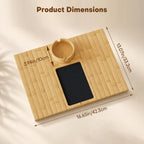 Homde Bamboo Couch Cup Holder Tray with 360° Rotating Cup Holder-Homde