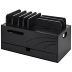 Homde Bamboo Charging Station Organizer with 6 Slots and Drawer-Black-1-Homde