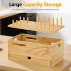 Homde Bamboo Charging Station Organizer with Drawer for Multiple Devices-Natural-10-Homde