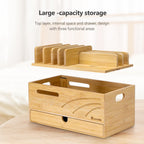 Homde Bamboo Charging Station Organizer with 6 Slots and Drawer-Natural-9-Homde