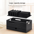 Homde Bamboo Charging Station Organizer with 6 Slots and Drawer-Natural-3-Homde