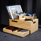 Homde Bamboo Charging Station Organizer with 6 Slots and Drawer-Natural-13-Homde