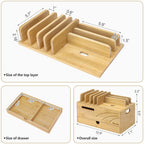 Homde Bamboo Charging Station Organizer with 6 Slots and Drawer-Natural-11-Homde