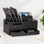 Homde Bamboo Charging Station Organizer with 6 Slots and Drawer-Natural-8-Homde