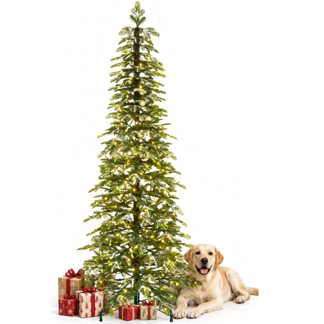 Decoway Pre-Lit Snow Flocked Artificial Christmas Tree with LED Lights-5ft-1-Homde