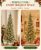 Decoway Pre-Lit Snow Flocked Artificial Christmas Tree with LED Lights-7ft-22-Homde