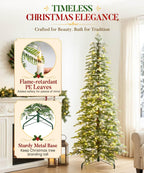 Decoway Pre-Lit Snow Flocked Artificial Christmas Tree with LED Lights-7ft-16-Homde