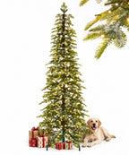 Decoway Pre-Lit Snow Flocked Artificial Christmas Tree with LED Lights-7ft-3-Homde