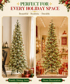Decoway Pre-Lit Snow Flocked Artificial Christmas Tree with LED Lights-7ft-14-Homde