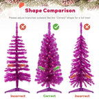 Decoway 4FT Slim Tinsel Pre-Lit Christmas Tree with Warm White LEDs-Homde