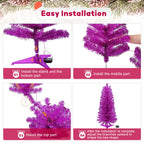 Decoway 4FT Slim Tinsel Pre-Lit Christmas Tree with Warm White LEDs-Homde
