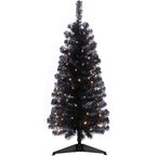 Decoway 4FT Slim Tinsel Pre-Lit Christmas Tree with Warm White LEDs-Homde